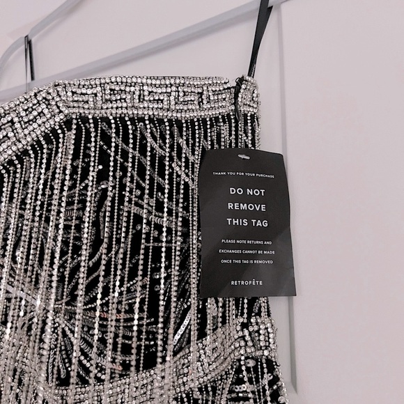 Retrofete Dixie Fringe Mini Dress Black Silver NEW with tags - Picture 6 of 8